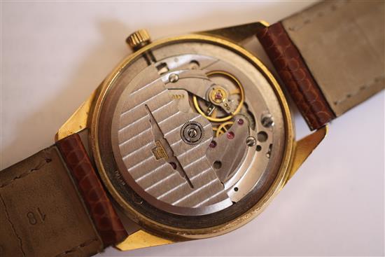A gentlemans 18ct gold Longines automatic wrist watch,
